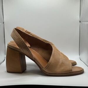 Lucky Brand - Women Xilna Leather Slip On Slingback Chunky Wood Heel - Size 6.5